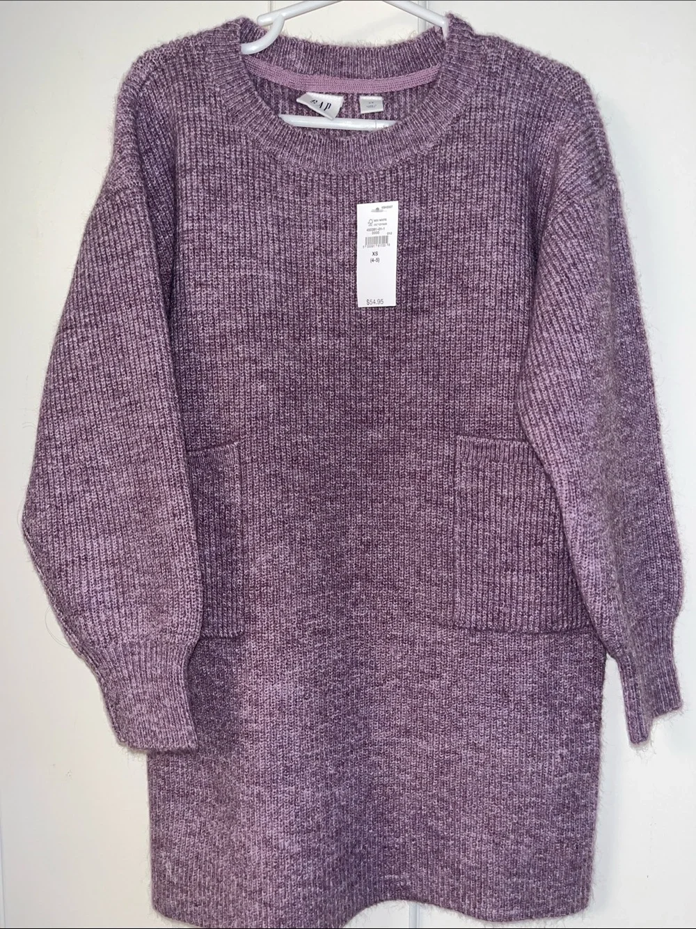 GAP Lilac/Purple Knit Pullover Dress with Front Pockets
